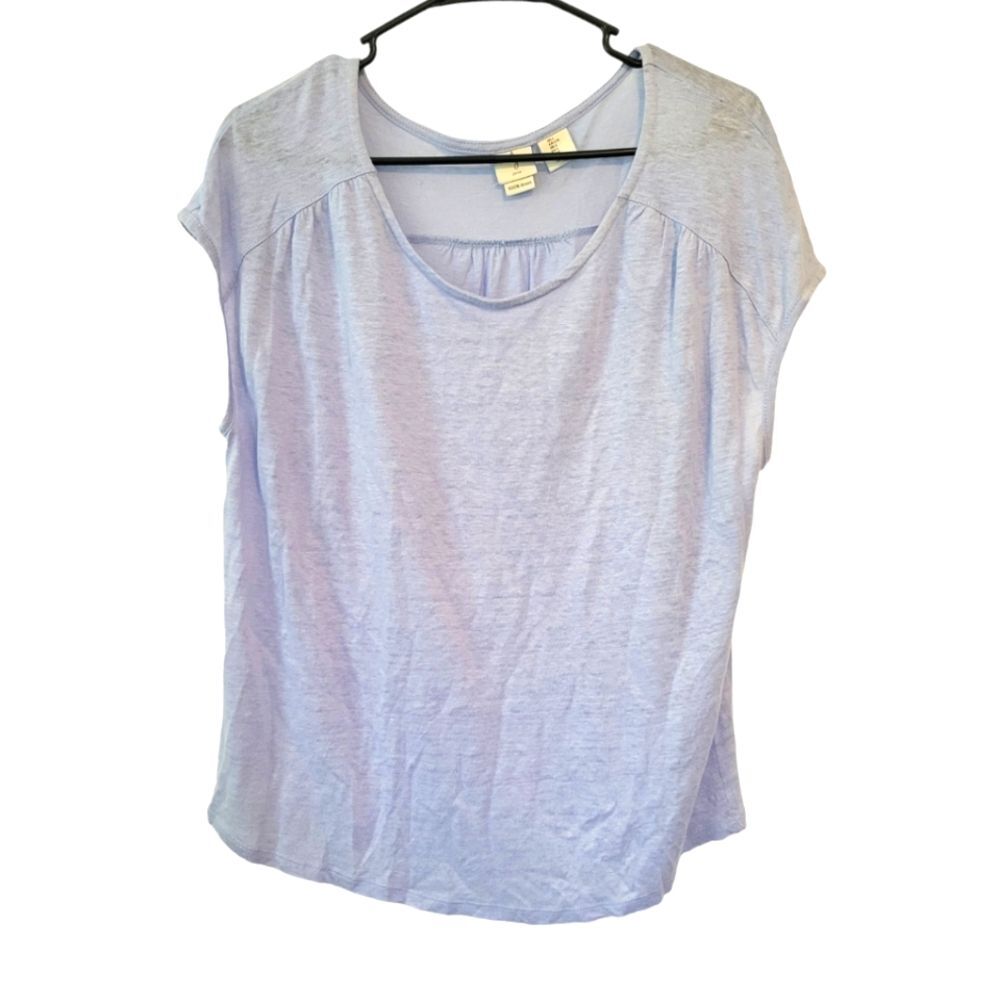 Joie Light Blue Short Sleeve Linen Top Size Large